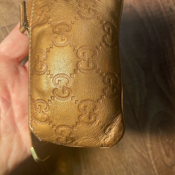 56. Gucci Gold Metallic Key Pouch sima coin case interlocking GG Made in Italy - Picture 5 of 10